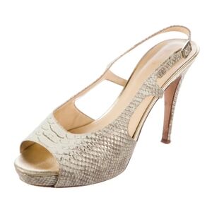 Kate Spade Ostrich Gold And Cream Slingbacks 7